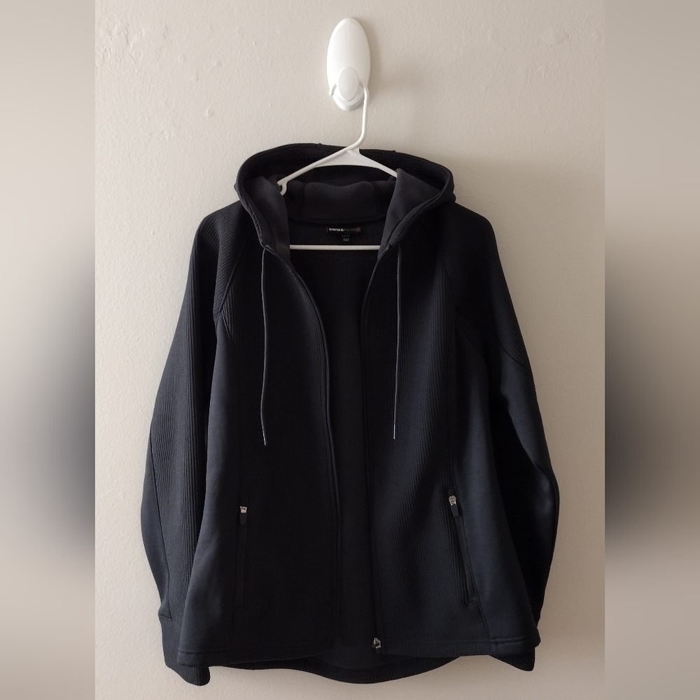 Swisstech Womens Jacket Charcoal Pockets Hooded Long Sleeves Full Zip L